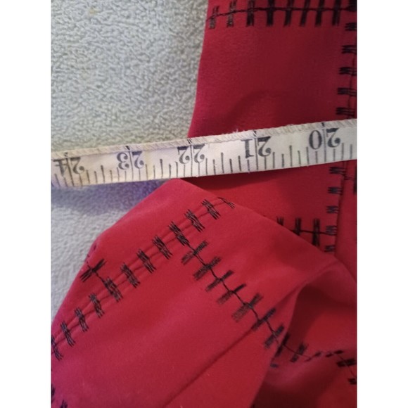 Justin Taylor faux suede patchwork stitching blazer red size 14 black lapels - Picture 7 of 12